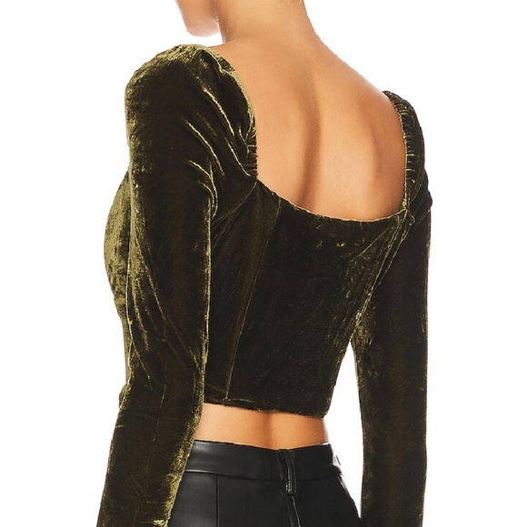 NWT Hansen & Gretel Velvet Meredith Crop Top in Sage Green Size Large - Picture 3 of 11